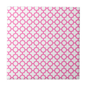 Hot Pink Quatrefoil Pattern Tile