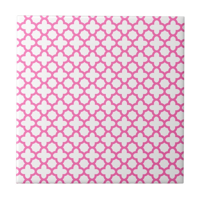 Hot Pink Quatrefoil Pattern Tile (Front)