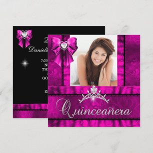 Hot Pink Quinceanera 15th Birthday Party Photo Invitation