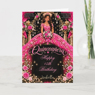 Hot Pink Quinceañera Celebration Card