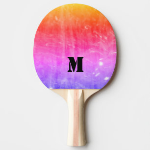 Hot Pink Rainbow Monogram Design Ping Pong Paddle