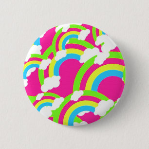 Hot Pink Rainbow Pattern 2 Inch Round Button