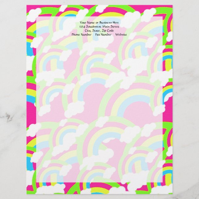 Hot Pink Rainbow Pattern Letterhead (Front)