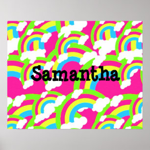 Hot Pink Rainbow Pattern Poster