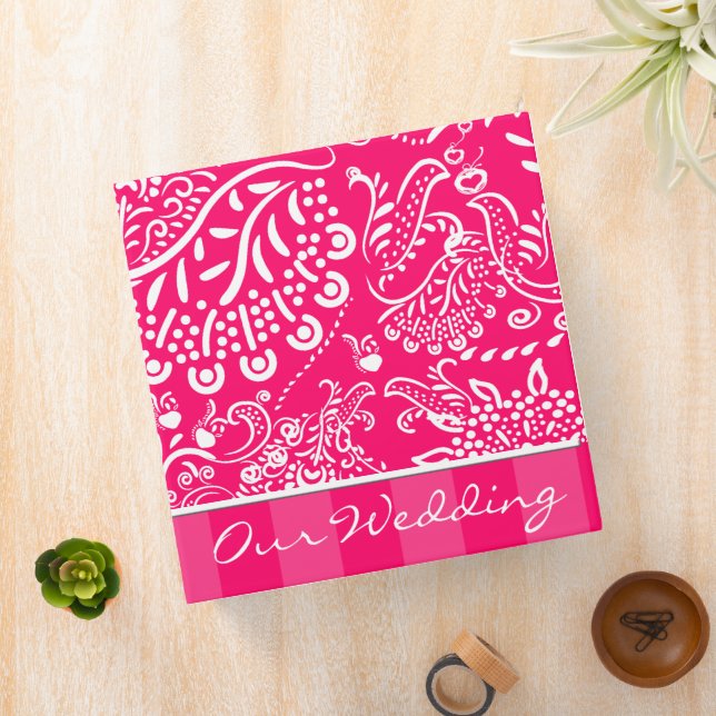 Hot Pink Raspberry Wedding Memory Album Binder (In Situ)