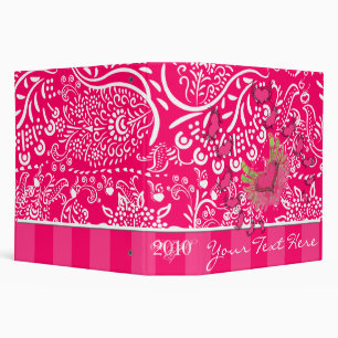 Hot Pink Raspberry Winged Grunge Hearts Binder