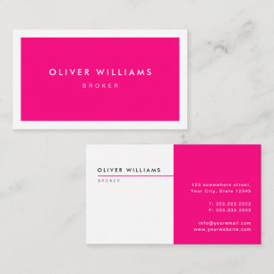 Hot pink Real Estate Agent Professional Business Card