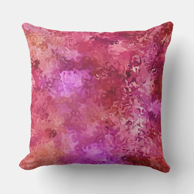 Hot Pink Red and Magenta Abstract Pattern Throw Pillow (Front)