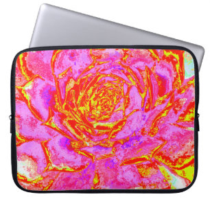 Hot Pink, Red and Yellow Succulent Sedum Rosette Laptop Sleeve