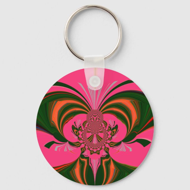 Hot Pink Red Golden Green Keychain (Front)