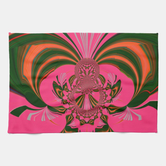 Hot Pink Red Golden Green Kitchen Towel (Horizontal)