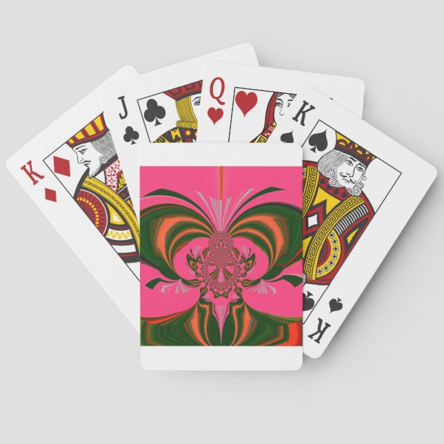 Hot Pink Red Golden Green Playing Cards (Back)