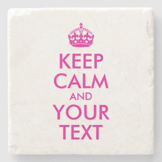 Hot Pink Red Keep Calm and Your Text Stone Coaster