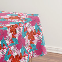Hot Pink Red Turquoise Floral Print Pattern