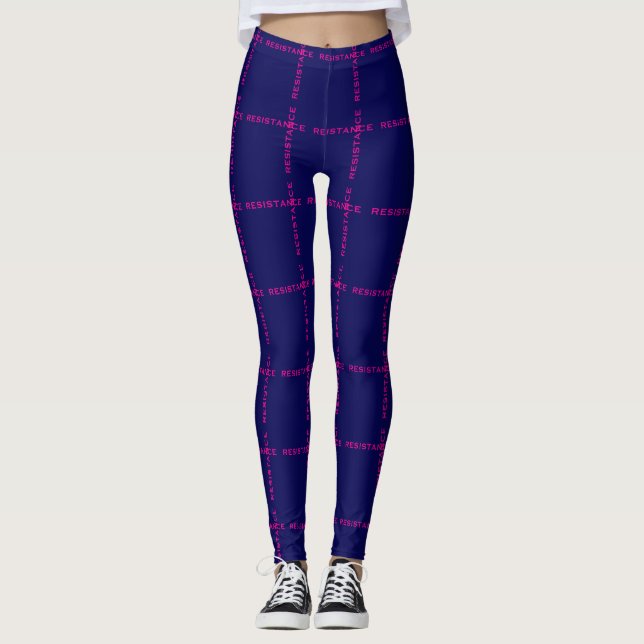 Hot Pink Resistance Plaid Resist Leggings (Front)