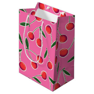 Hot Pink Retro Berry Cherry Birthday Gift Bag