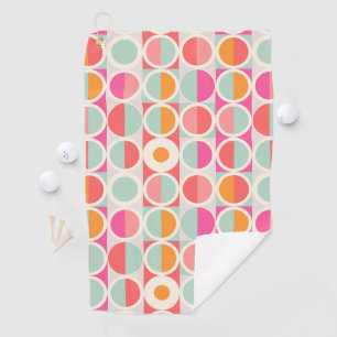 Hot Pink Retro Circle Pattern Golf Towel