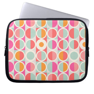 Hot Pink Retro Circle Pattern Laptop Sleeve