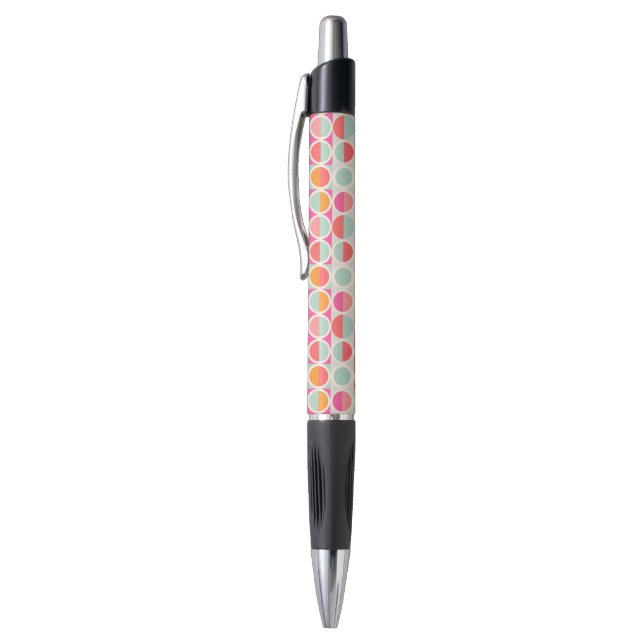 Hot Pink Retro Circle Pattern Pen (Top (Vertical))