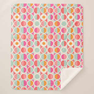 Hot Pink Retro Circle Pattern Sherpa Blanket