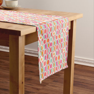 Hot Pink Retro Circle Pattern Short Table Runner