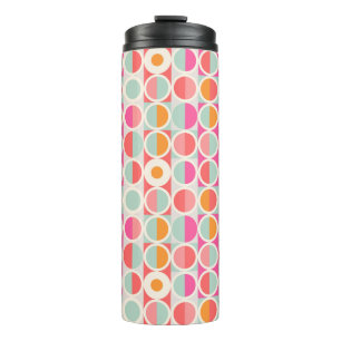Hot Pink Retro Circle Pattern Thermal Tumbler
