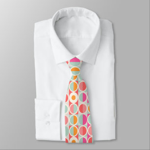 Hot Pink Retro Circle Pattern Tie