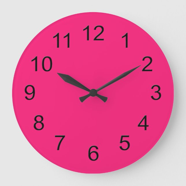 Hot Pink Retro Colourful Modern Solid Colour Large Clock (Front)