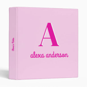 Hot Pink Retro Dolly Monogram Binder