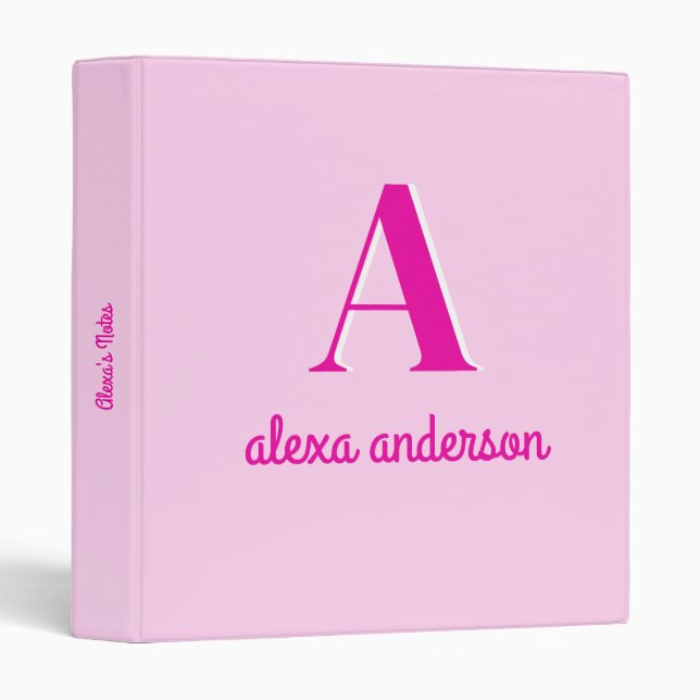 Hot Pink Retro Dolly Monogram Binder (Front/Spine)
