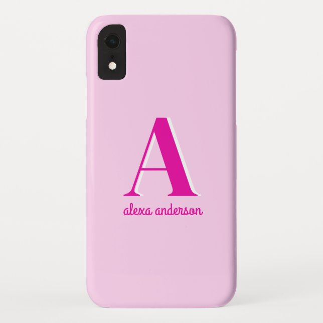 Hot Pink Retro Dolly Monogram Case-Mate iPhone Case (Back)