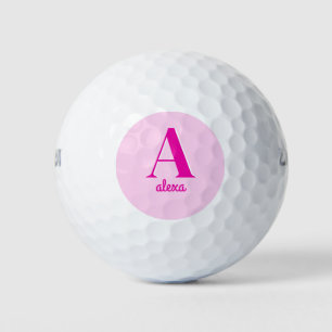 Hot Pink Retro Dolly Monogram Golf Balls