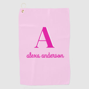 Hot Pink Retro Dolly Monogram Golf Towel
