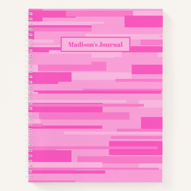 Hot Pink Retro Geometric Pattern Journal (Front)