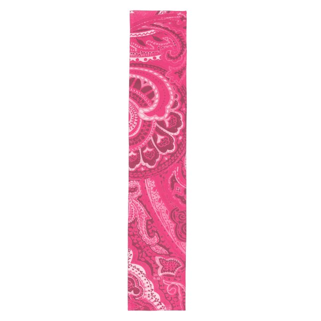Hot Pink Retro Paisley Bandanna/Bandana Medium Table Runner (Front)