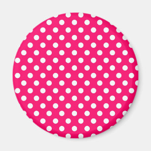Hot Pink Retro Polka Dots Pattern Magnet