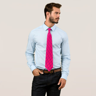 Hot Pink Retrowave Grid Neck Tie