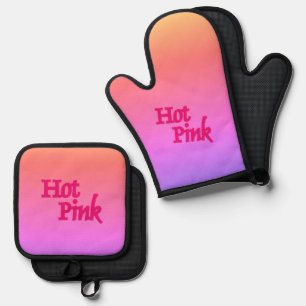 Hot Pink reverse oven mitts pot holder sets Oven Mitt & Pot Holder Set