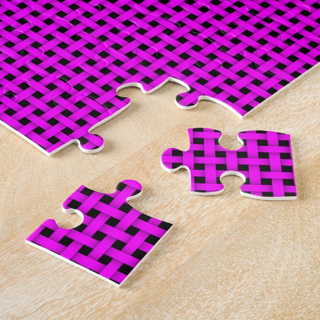 Hot Pink Ribbon Weave Jigsaw Puzzle (Side)