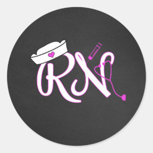 Hot Pink RN nurse favour sticker / envelope seal