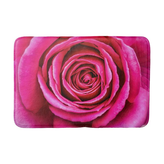 Hot Pink Rose Bath Mat (Front)