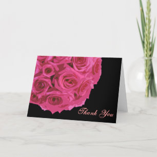 Hot Pink Rose Bouquet Thank You Card