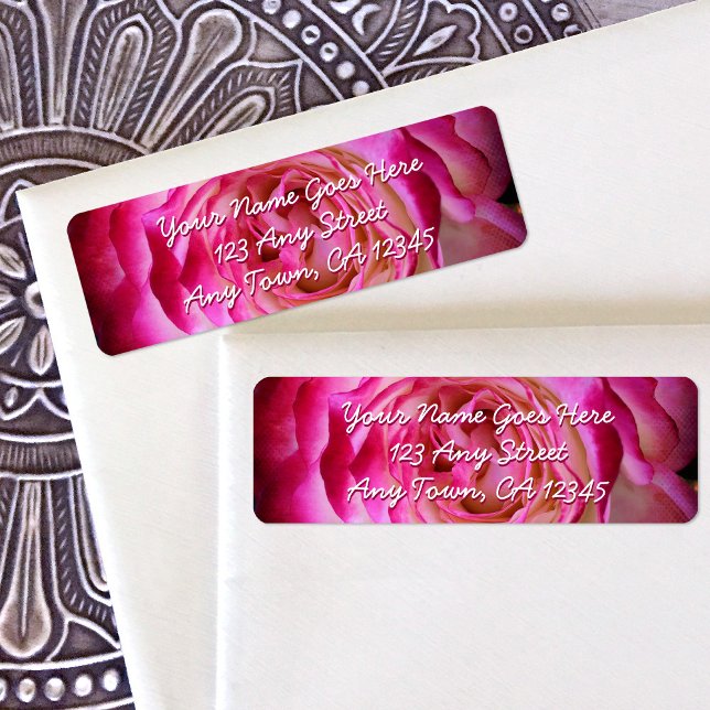 Hot pink rose flower photo script custom address (Creator Uploaded)