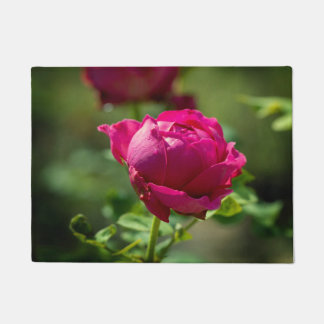 Hot pink rose flowers doormat