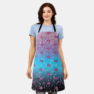 Hot Pink Roses in Sparkling Ombre shower Apron