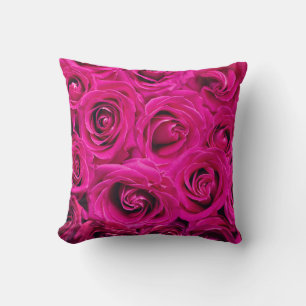 Hot Pink Roses Lux Throw Pillow