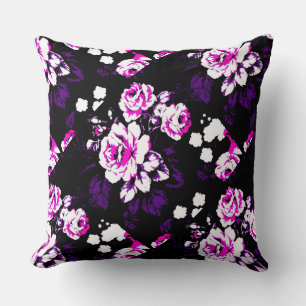 Hot pink roses throw pillow