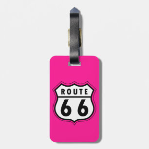 Hot Pink Route 66 road sign Luggage Tag