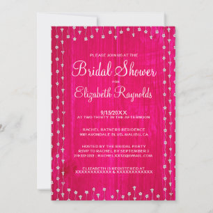 Hot Pink Rustic Country Bridal Shower Invitations