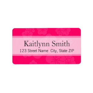 Hot Pink Sakura Blossoms Label